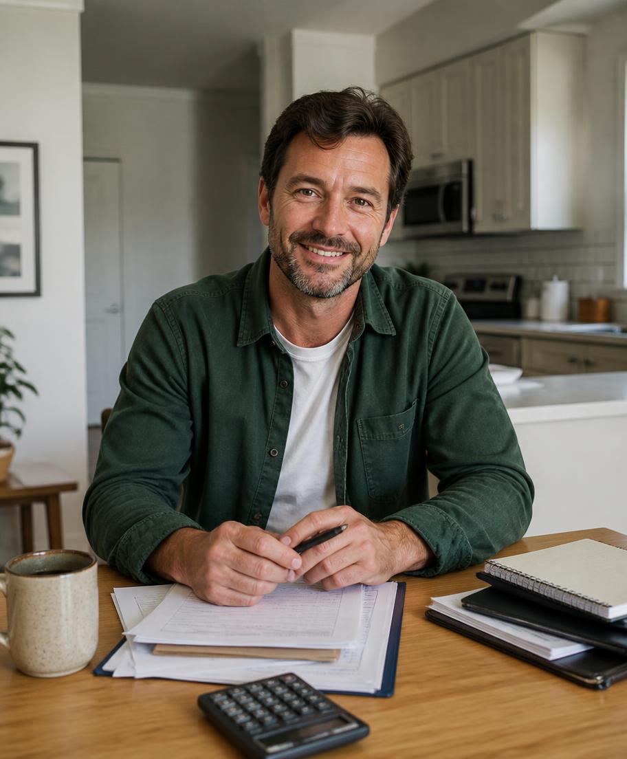 Experienced Maryland real-estate advisor at a kitchen table